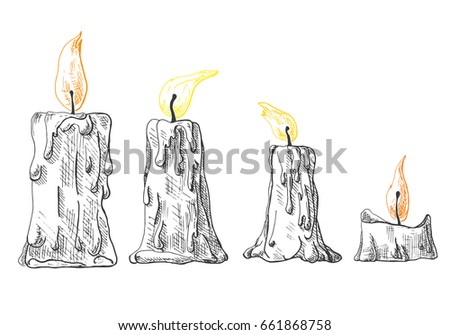 Vector Set Sketch Candles Process Candle Stock Vector 393225259