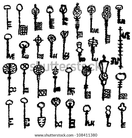 Old Key Collection Vintage Illustration Meyers Stock Vector 96036050 ...