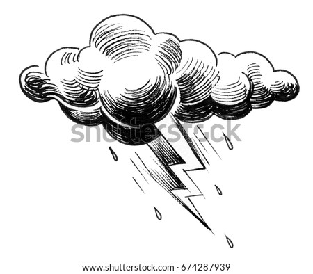 Thunder Storm Spot Drawing Ilustración de stock674287939: Shutterstock