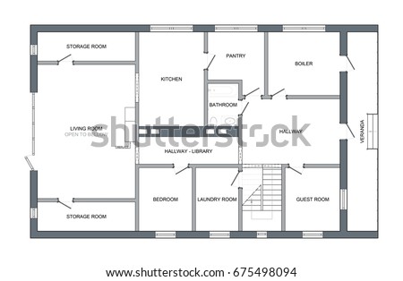 Two Storey Floor Plan  Room  Names  Stock Illustration 