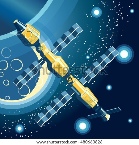 International Space Station Vector Illustration Stock Vector 480663826