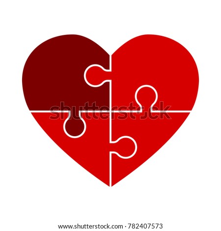 Heart Icon Divided Into Four Puzzle Stock Vector 782407573 - Shutterstock