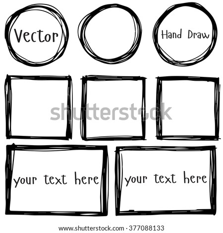 Set Hand Drawn Frame Ink Illustration Stock Vector (Royalty Free