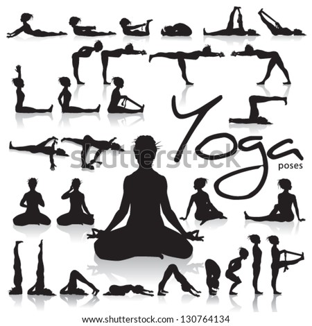 Set of Yoga postures made by figure silhouettes - stock vector