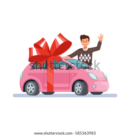 https://thumb1.shutterstock.com/display_pic_with_logo/3710630/585363983/stock-vector-vector-illustration-man-wave-his-hand-and-give-pink-mini-woman-car-with-red-bow-flat-style-on-blue-585363983.jpg