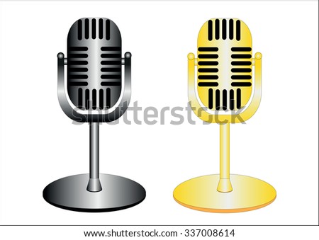Vintage Black Silhouette Retro Stage Microphone Stock Vector 242427268