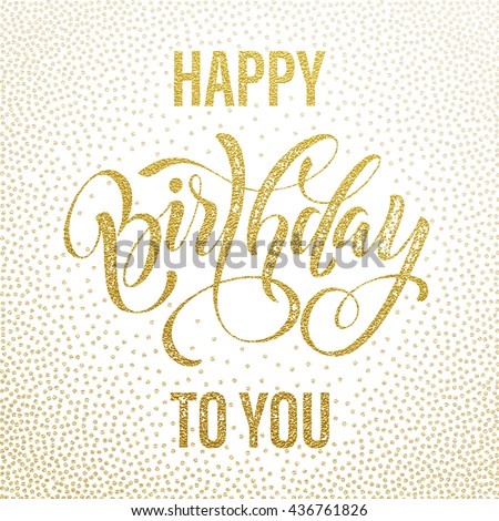 Birthday Postcard Happy To You Gold Glitter Lettering Greeting Card For Party