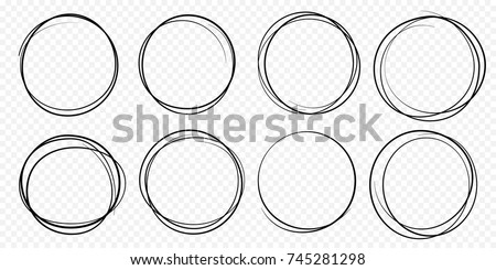 stock vector hand drawn circle line sketch set vector circular scribble doodle round circles for message note 745281298