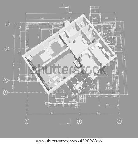 3D Floor Plan Vector Blueprint Apartment Interior Architectural Design 3D Floor Plan Vector Blueprint Apartment Interior Architectural Design