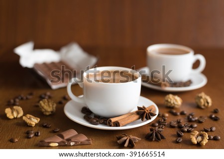 Two Coffee Cups With Coffee Two Coffee Cups With Coffee