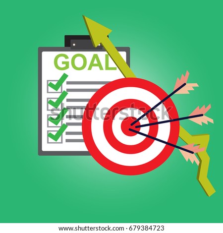 Threes Arrow Hitting Goal Target Business Stock Vector 679384723 ...