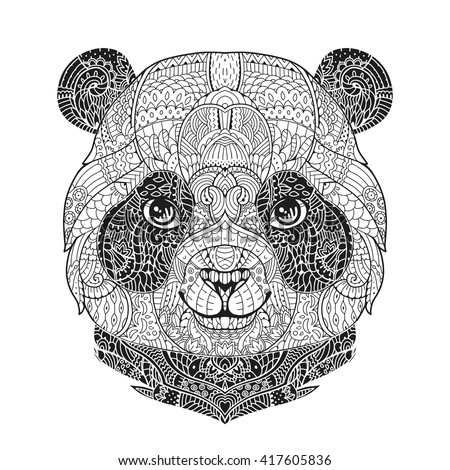 Zen art panda animal portrait in zentangle style for the adult anti stress coloring book Zen art panda animal portrait in zentangle style for the adult anti stress coloring book