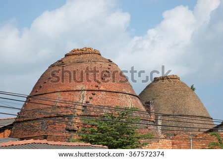 Traditional brick oven (brick kiln) in Sadec, Dong Thap province, Vietnam