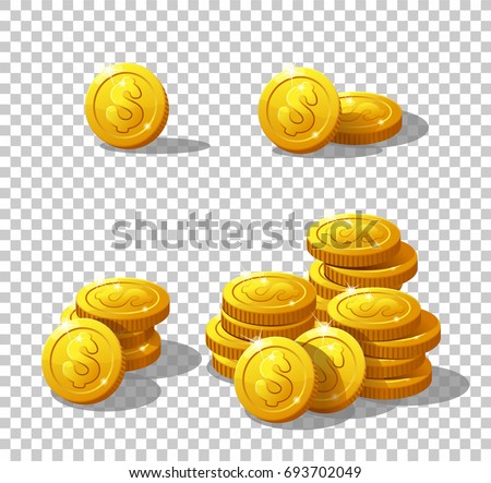 Icons Coins Game Interface Set Cartoon Stock Vector 693702049