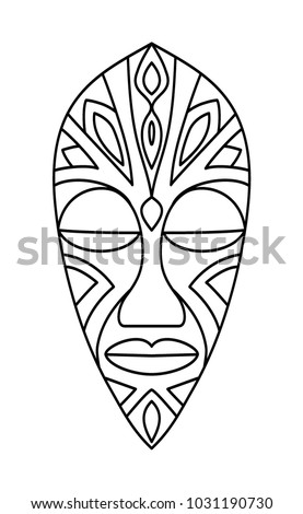 Vector Illustration Outline Mask Africa Shaman Stock Vector 1031190730 ...