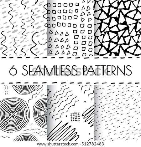black white hand drawn endless background stock vector 512782483 black and white hand drawn endless background set seamless tribal pattern with dots dashed
