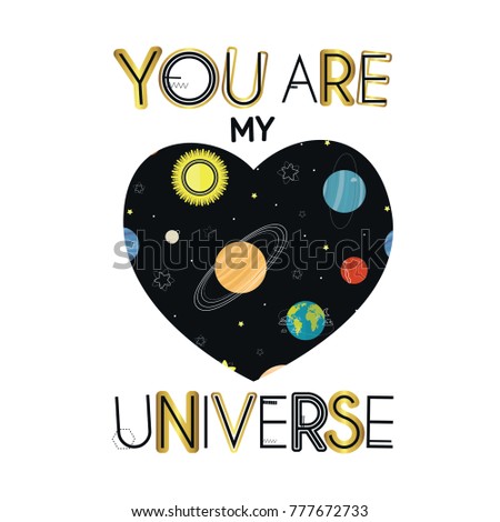 You My Universe Love Valentines Day Stock Vector 777672733 - Shutterstock