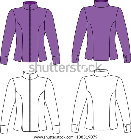 Template Outline Illustration Blank Woman Jacket Stock Vector 108319079 ...