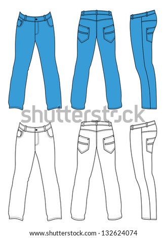 Vector Jeans Women Rasterized Vector Stock Illustration 55109431 ...