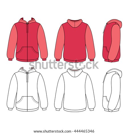 Download Hoodie Sweater Template Front Side Back Stock Vector 444465346 - Shutterstock