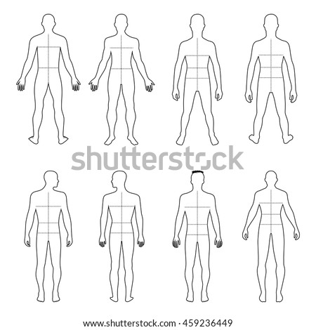 Full Length Front Back Man Outlined Stock Vector 459236449 - Shutterstock