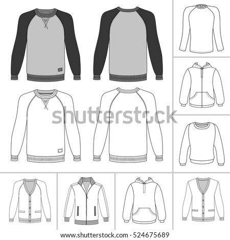 Download Mens Clothing Outlined Template Set Front Stock Vector ...