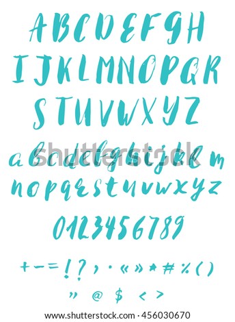 Hand Written Calligraphy Alphabet Blue Colors Brush Script Font In Vector Format