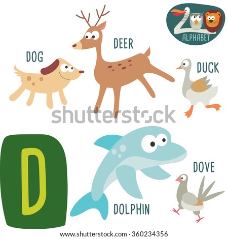 Cute Zoo Alphabet Vector D Letter Funny Stock Vector 360234356 ...