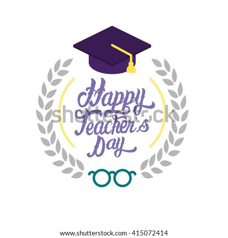 Greeting card of a stylish text for Happy Teacher's Day. Vector illustration.