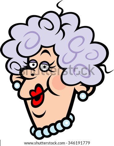 Cartoon Old Lady Head Smiling Stock Vector 346191779 - Shutterstock