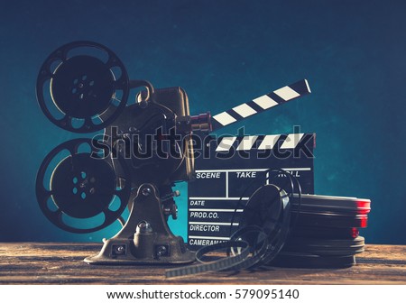 Old style movie projector, still-life, close-up.