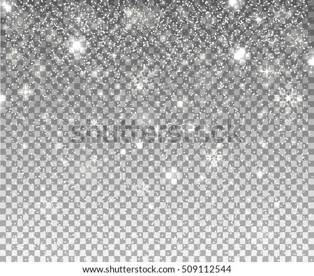 Falling snow on a transparent background. Vector illustration 10 EPS. Abstract snowflake background. Fall of snow.