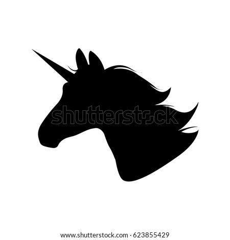Unicorn Head Silhouette Hand Drawn Vector Stock Vector 623855429 ...