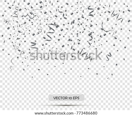 Silver Confetti Vector Eps10 Overlay Transparent Stock Vector 559534939