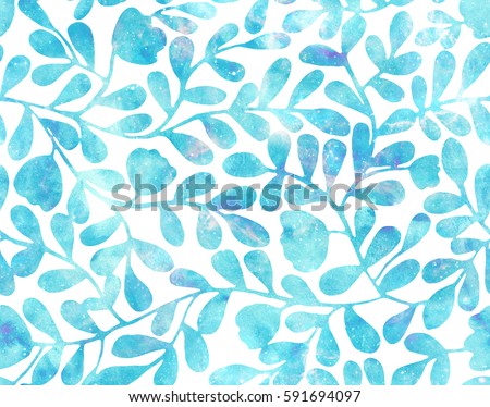 Spase Background Seamless Colorful Pattern Bright Turquoise Tiling With Leaves Spase Background Seamless Colorful Pattern Bright Turquoise Tiling With Leaves