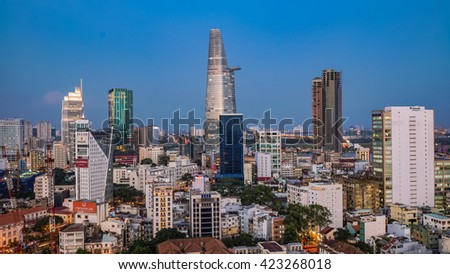 SaiGon city, HO CHI MINH, VIETNAM - November 2015 rush hour at Ho Chi Minh City. view Sai Gon from the high.