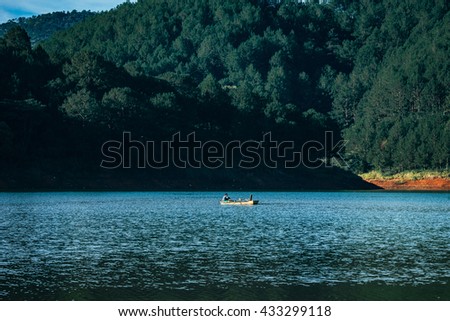 Da Lat, Viet Nam - 01 June 2016: Morning in Tuyen Lam Lake, Dalat, Vietnam. One of the most beautiful lakes where many visitors come when they visit Dalat.