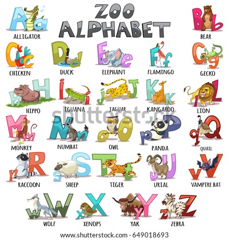 Alphabet Kids ABC Animals Letters Cartoon Stock Vector (Royalty Free ...