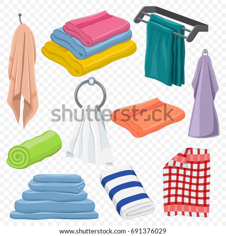 Download Towels Set Hanging White Beach Roll Stock Vector 691376029 ...
