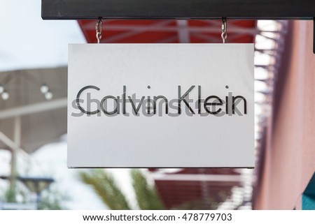 LAS VEGAS, NEVADA - August 22nd, 2016: Calvin Klein Logo On Store Front Sign.