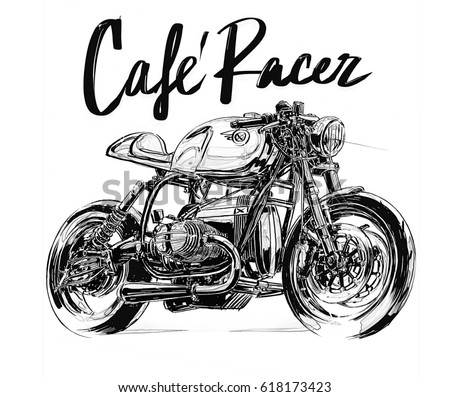 cafe racer motorcycle poster stock illustration 618173423 shutterstock