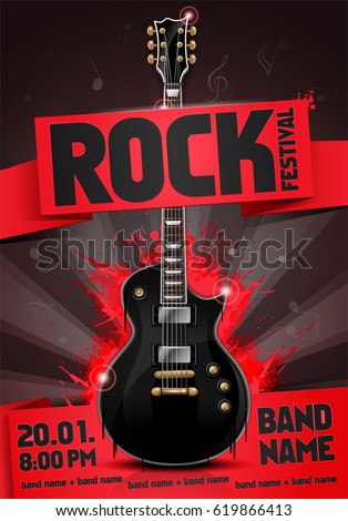 vector rock festival flyer design template stock vector 619866413 guitar flyer background vector