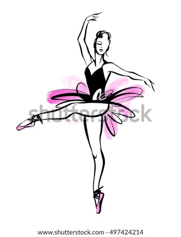 Ballerina Ballet Dancer Hand Drawn Illustration Stock Vector 461876395 ...