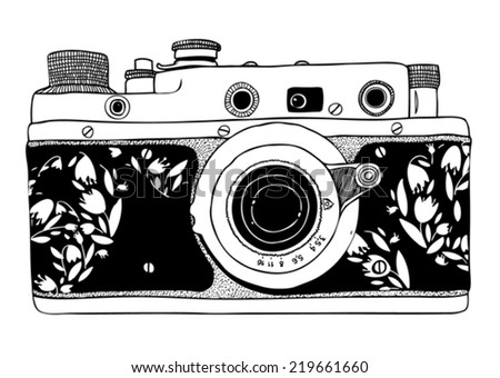 Vector Retro Hand Drawn Hipster Isolated Photo Camera Vector Retro Hand Drawn Hipster Isolated Photo Camera