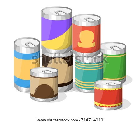 Download Collection Various Tins Canned Goods Food Stock Vector ... Yellowimages Mockups