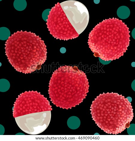 lychee. lychee vector illustration. lychee fruit pattern.
