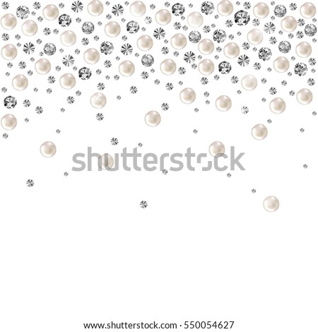Pearl. Falling Gems Abstract Background. Shiny Diamond Design. Vector illustration. Collection. Luxury Beautiful Shining Jewellery Background with Pearls.