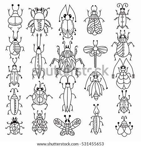 Black White Insects Vector Set Doodles Stock Vector 531455653 ...