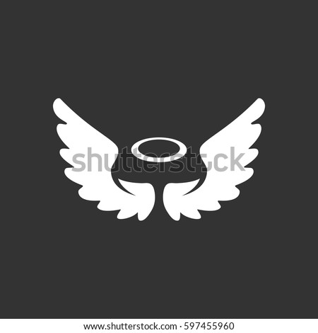 Angel icon illustration isolated on black background. Angel vector logo. Flat design style. Modern vector pictogram, sign, symbol for web graphics - stock vector
