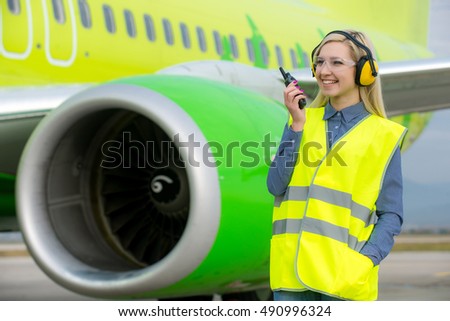 Female airport worker